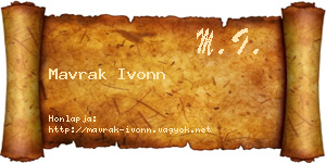 Mavrak Ivonn névjegykártya